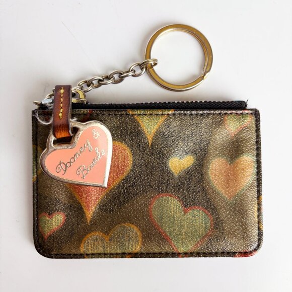 Dooney & Bourke Heart Print Zip Coin Pouch Keychain Wallet Vintage - Picture 4 of 5